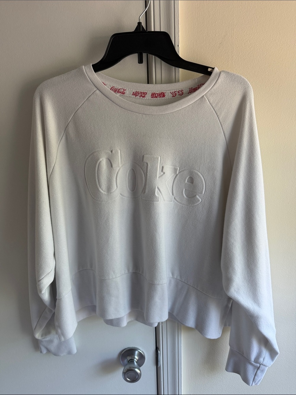 Coca Cola White Embossed 'Coke' Women's Crewneck Sweatshirt